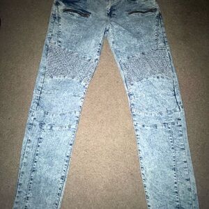 Blue Skinny Acid Wash Jeans